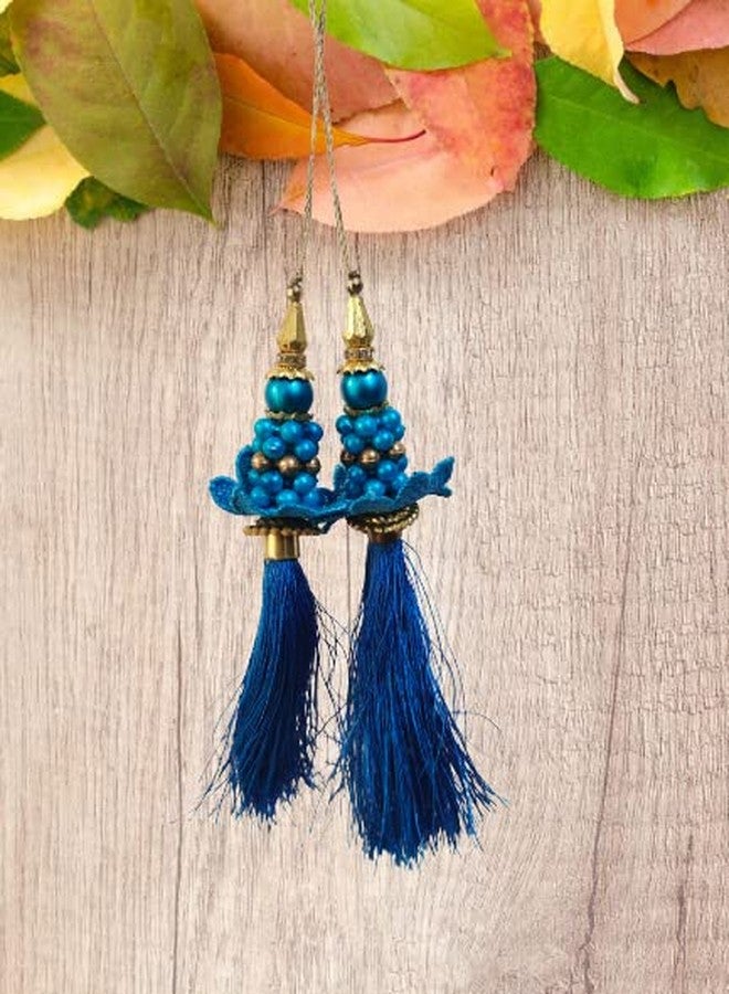PRIMEFAIR Handmade Women Fabric Ethnic Hanging Tassel and latkan for Blouse Saree, Small -Set of-2 Brooches & Pins (FIROZI) - Image 4